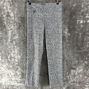 Lisette Size 4 Leopard Print Ankle Straight Leg Pants Gray Pull On Stretch